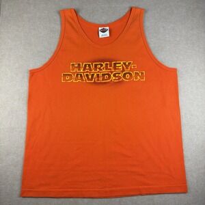 Vintage Harley-Davidson Tank Top L Orange Centennial Park Ohio USA Single Stitch